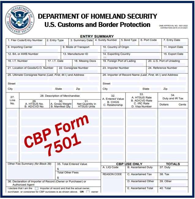 Customs entry american shipping
